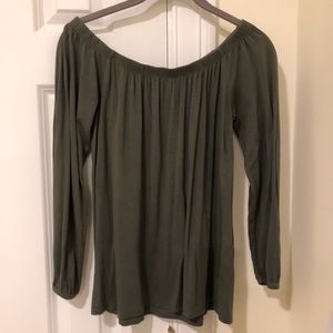 army / olive green off the shoulder top / blouse
